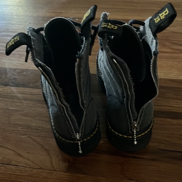 R13 Stack Dark Gray Canvas Platform Sole Lace Up Combat Boots Sz 35/5 $895 - Picture 2 of 5